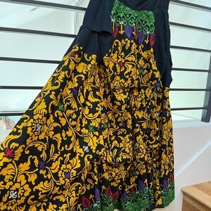 Vibrant Black and Gold Women's High Low Skirt
